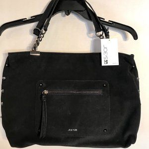 JOE'S JEANS BLACK SUEDE CHAINED HANDBAG